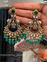 Victorian Polish AD & Moissanite Stones Earrings - Nakshatra Jewels