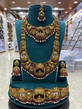 Nakshi Work with Kempu Stones Bridal Combo Set