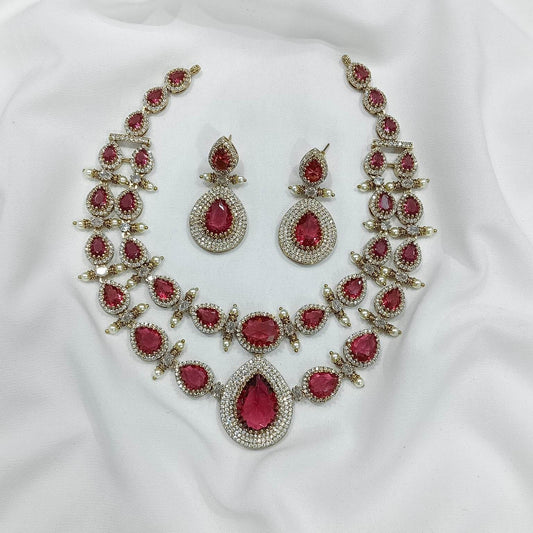 Victorian Polish with AD Stones Necklace - Nakshatra Jewels