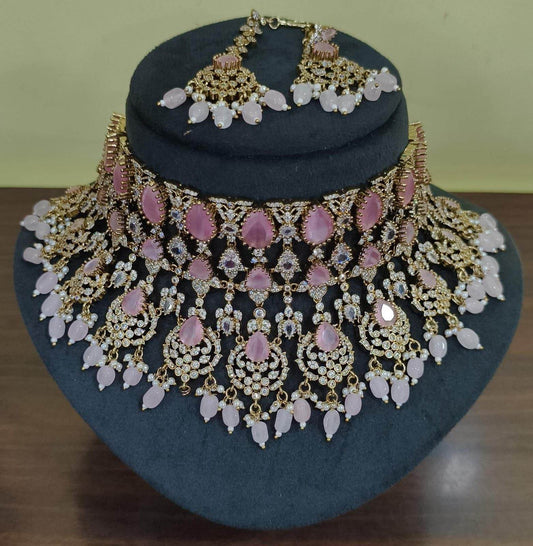 Victorian Polish with AD Stones Bridal Choker - Nakshatra Jewels