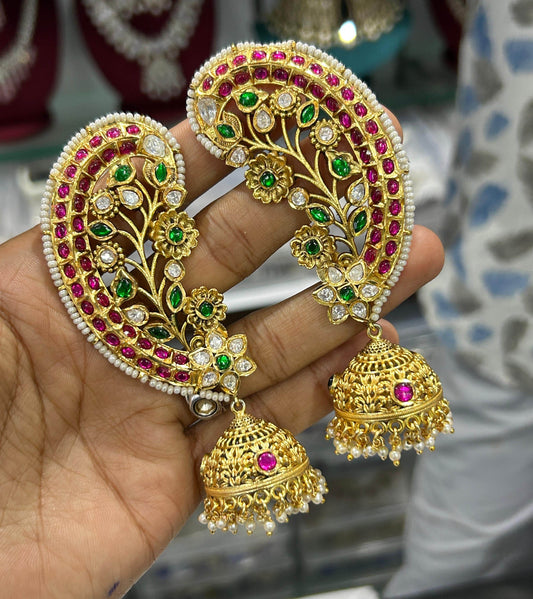 Kempu Stones Bridal Earcuffs - Nakshatra Jewels