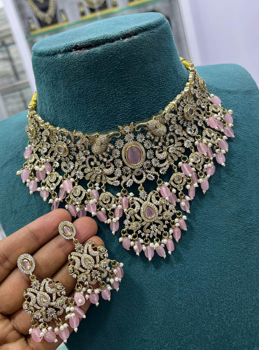 Victorian Polish with AD Stones Bridal Choker - Nakshatra Jewels