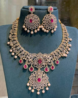 American Diamond Stones Bridal Necklace - Nakshatra Jewels