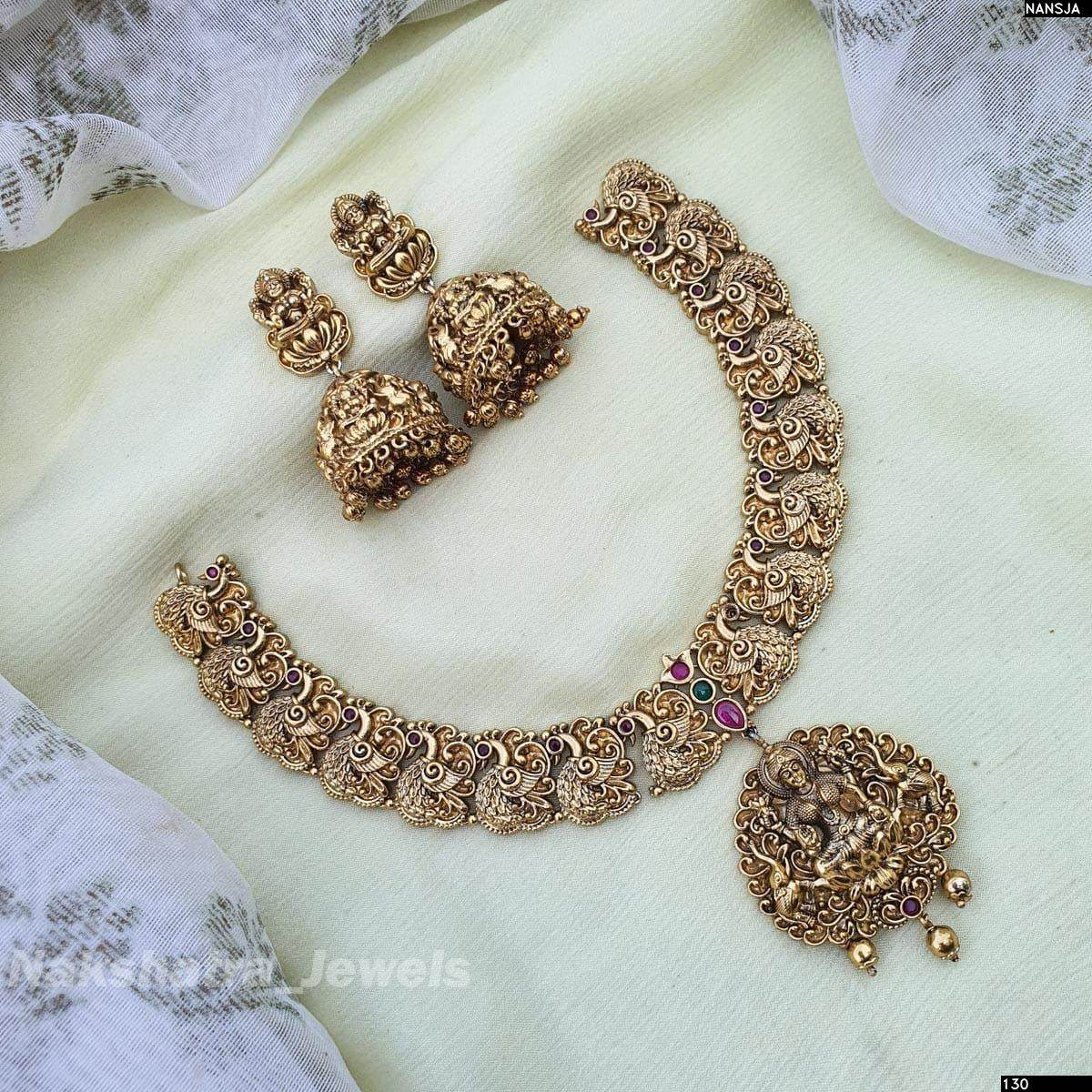 Premium Matt with AD & Kempu Stones Necklace