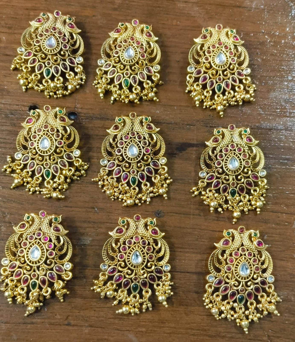 Hair Accessories (Premium Matt with Kempu Stones) - Nakshatra Jewels