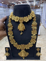 Nakshi work with Kempu Stones Bridal Combo Set