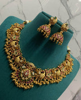 Nagasi Work with Kempu Stones Bridal Necklace - Nakshatra Jewels