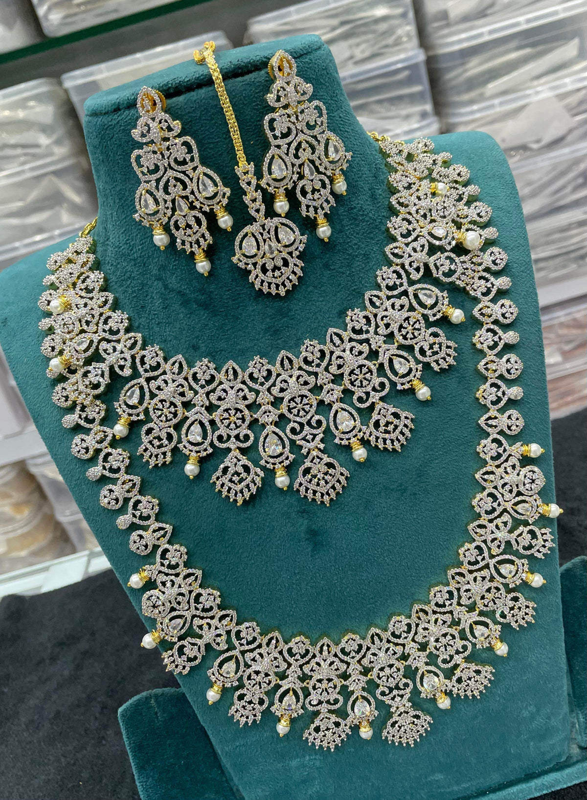 American Diamond Stones Bridal Combo Set