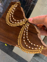 Premium Matt with Kempu Stones Ear Chains - Nakshatra Jewels