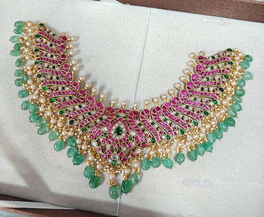 Jadau Kundan Stones Bridal Necklace - Nakshatra Jewels