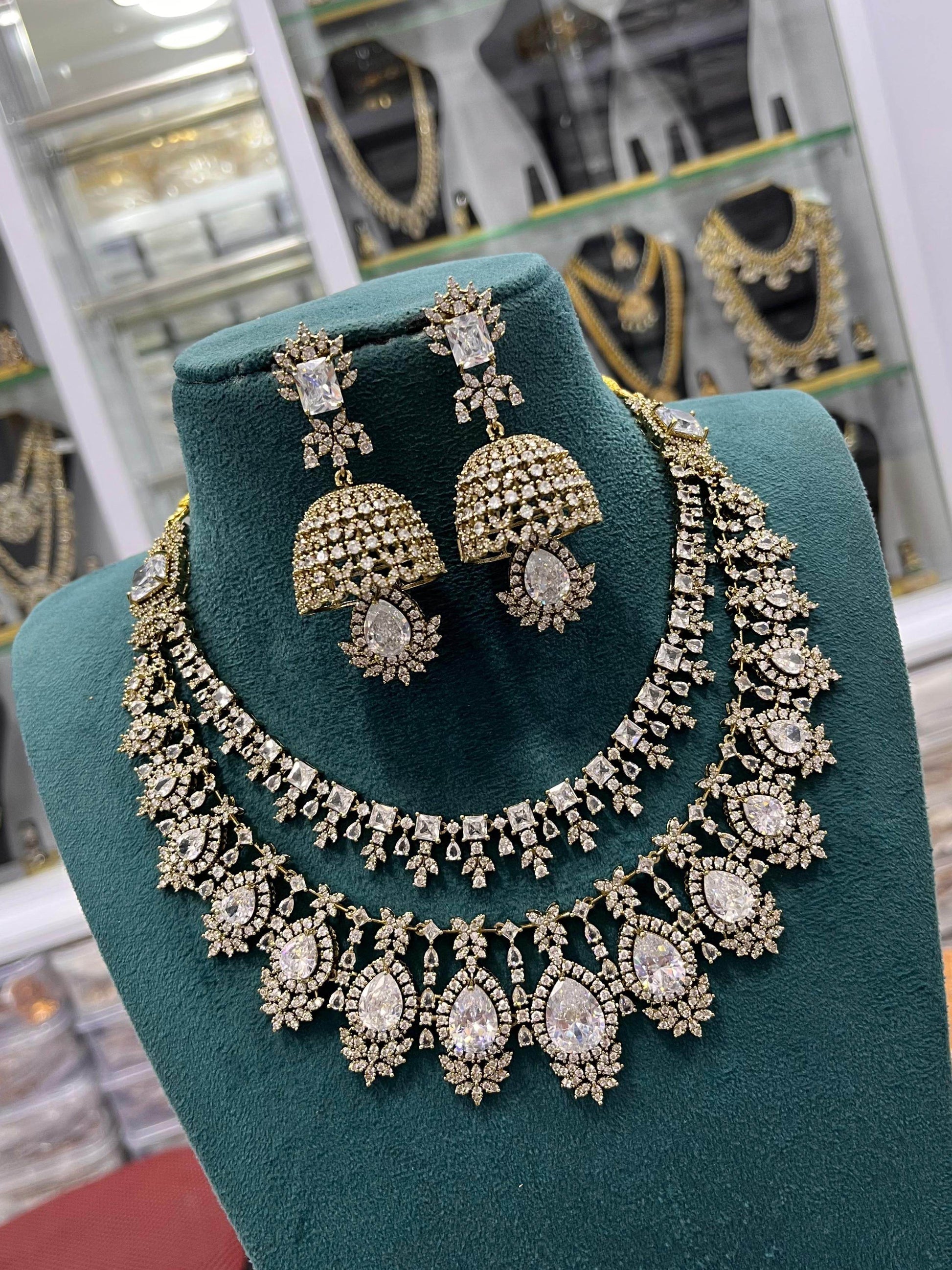 Victorian Polish with AD Stones Necklace - Nakshatra Jewels