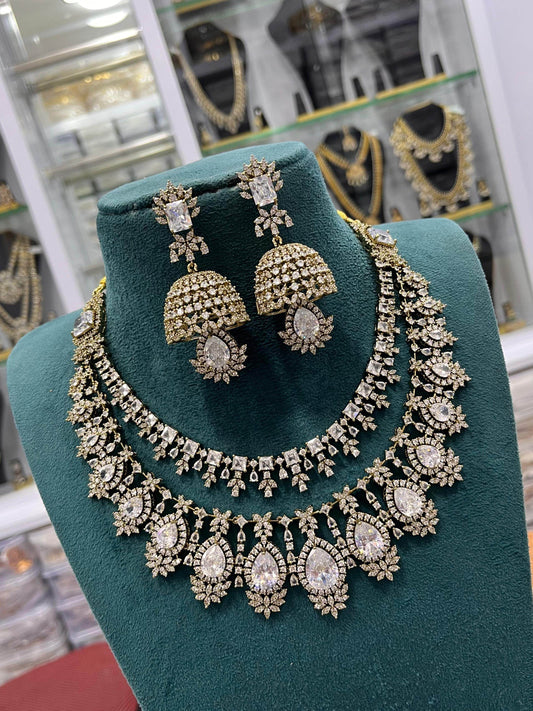 Victorian Polish with AD Stones Necklace - Nakshatra Jewels