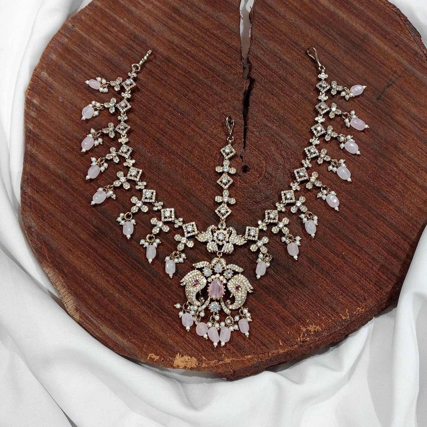 Victorian Polish AD Stones Headset - Nakshatra Jewels