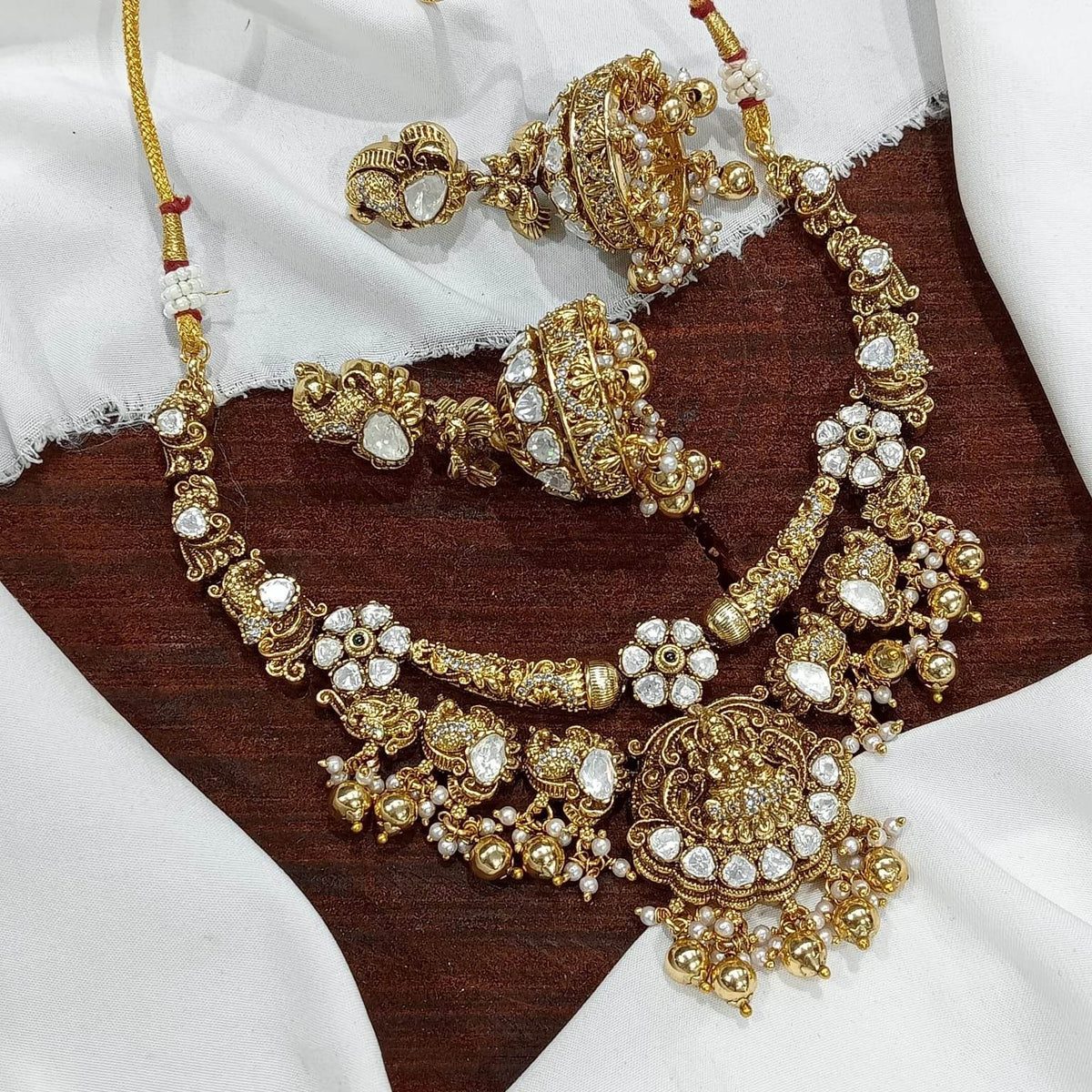 Nakshi Work with Moissanite Stones Bridal Necklace