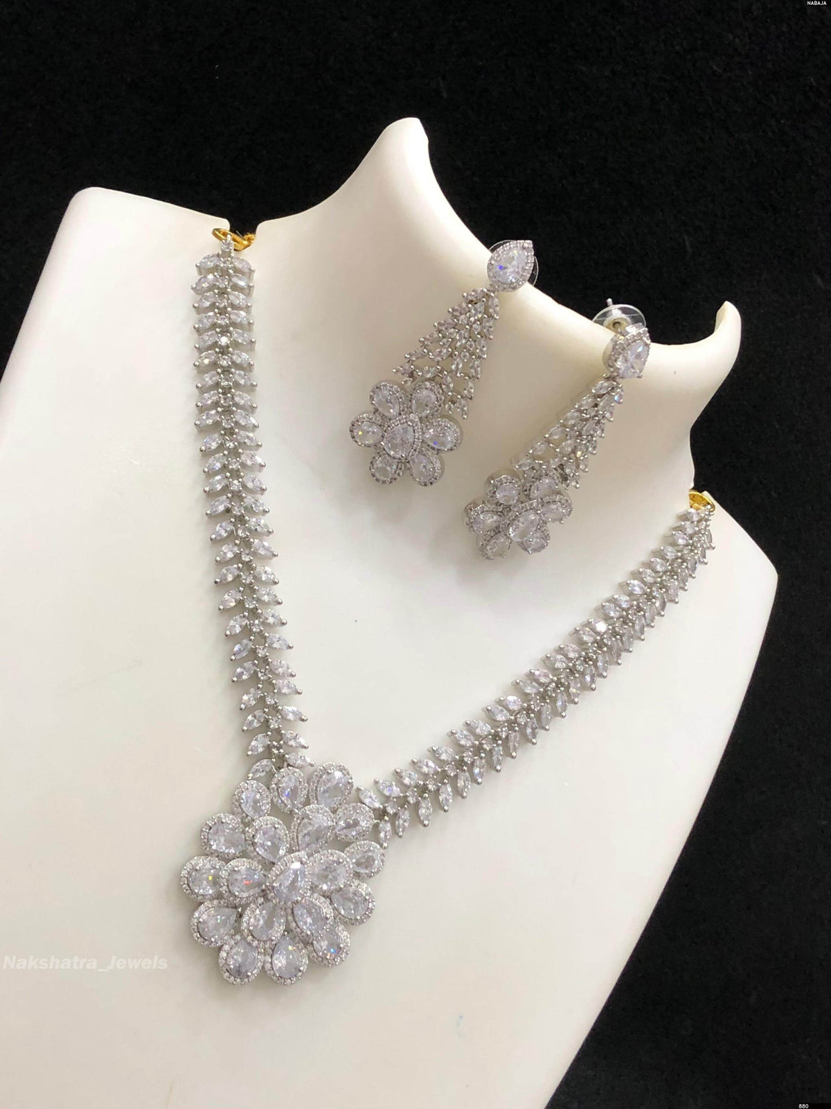 AD Stones Necklace (Silver Polish)
