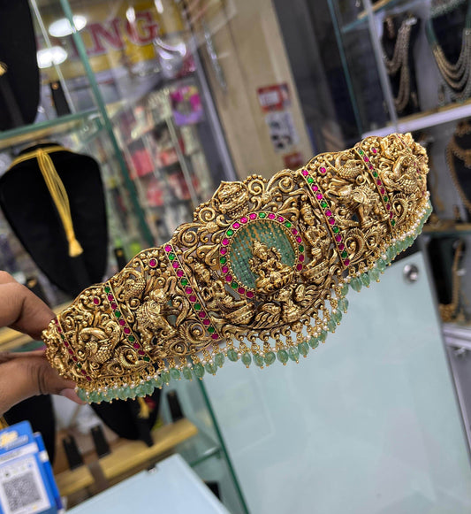 Nagasi work with Jaadu Kundan Stones Bridal Hip Belt - Nakshatra Jewels