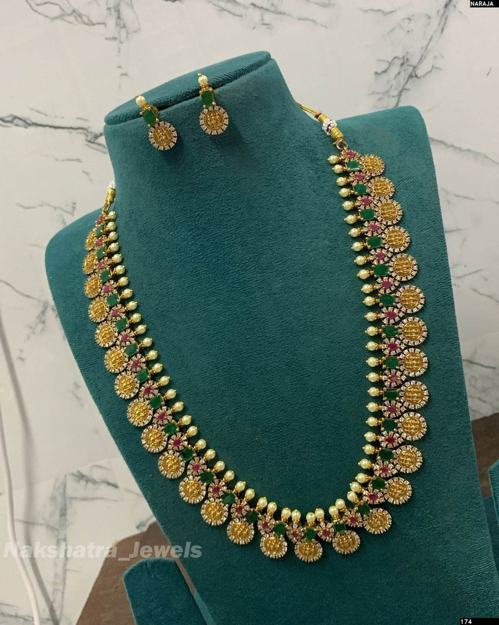 Premium Matt with Kempu Stones Ram Parivar Haram - Nakshatra Jewels