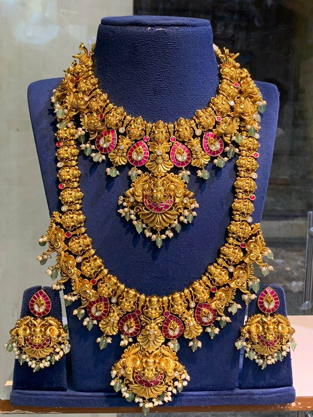 Nakshi work with Jadau Kundan Stones Bridal Set - Nakshatra Jewels
