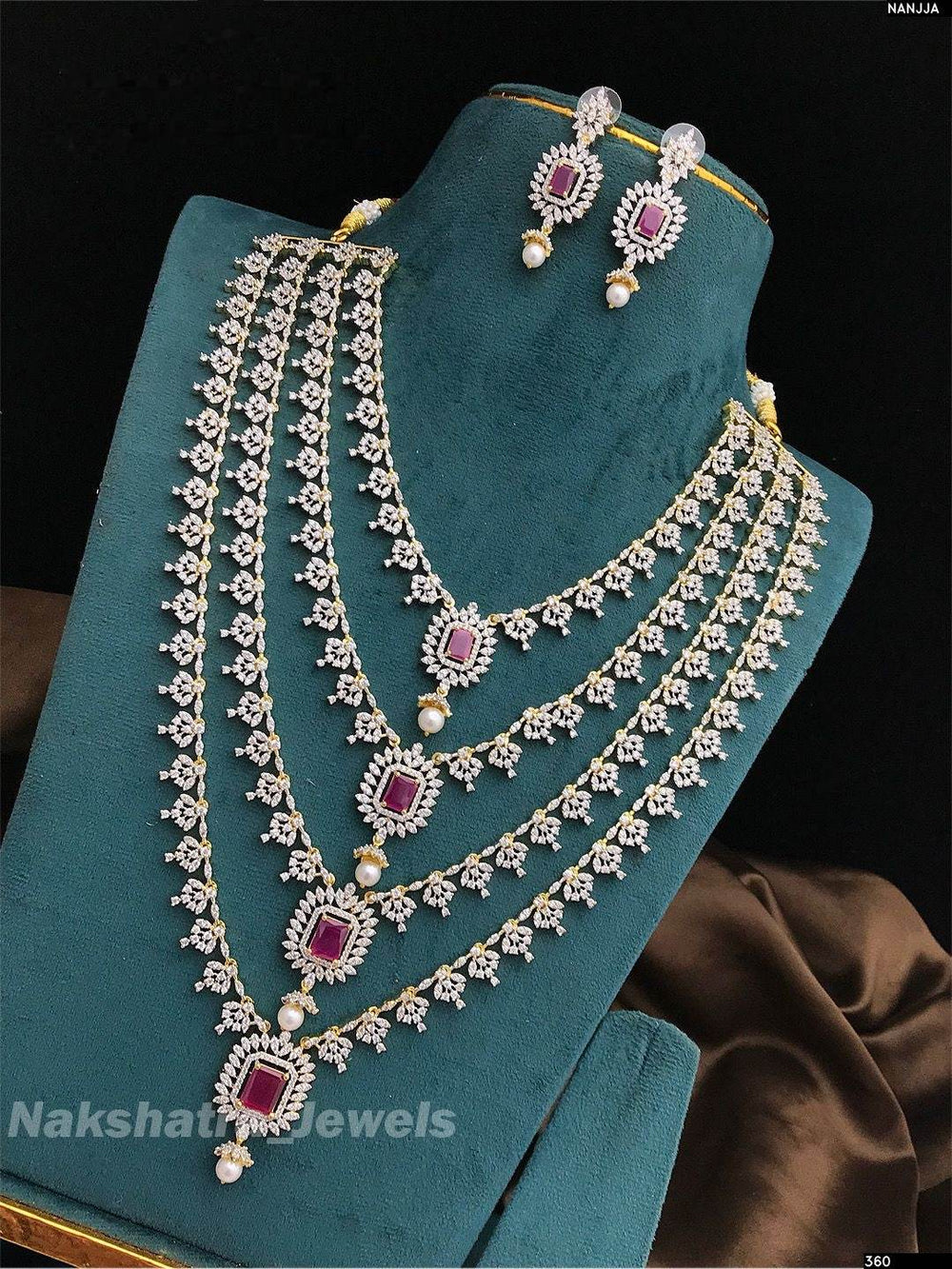 American Diamond Stones Bridal Layer Haram - Nakshatra Jewels