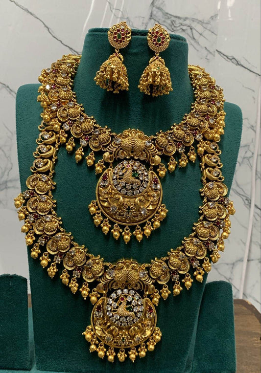 Nakshi Work with AD Stones Bridal Combo Set - Nakshatra Jewels