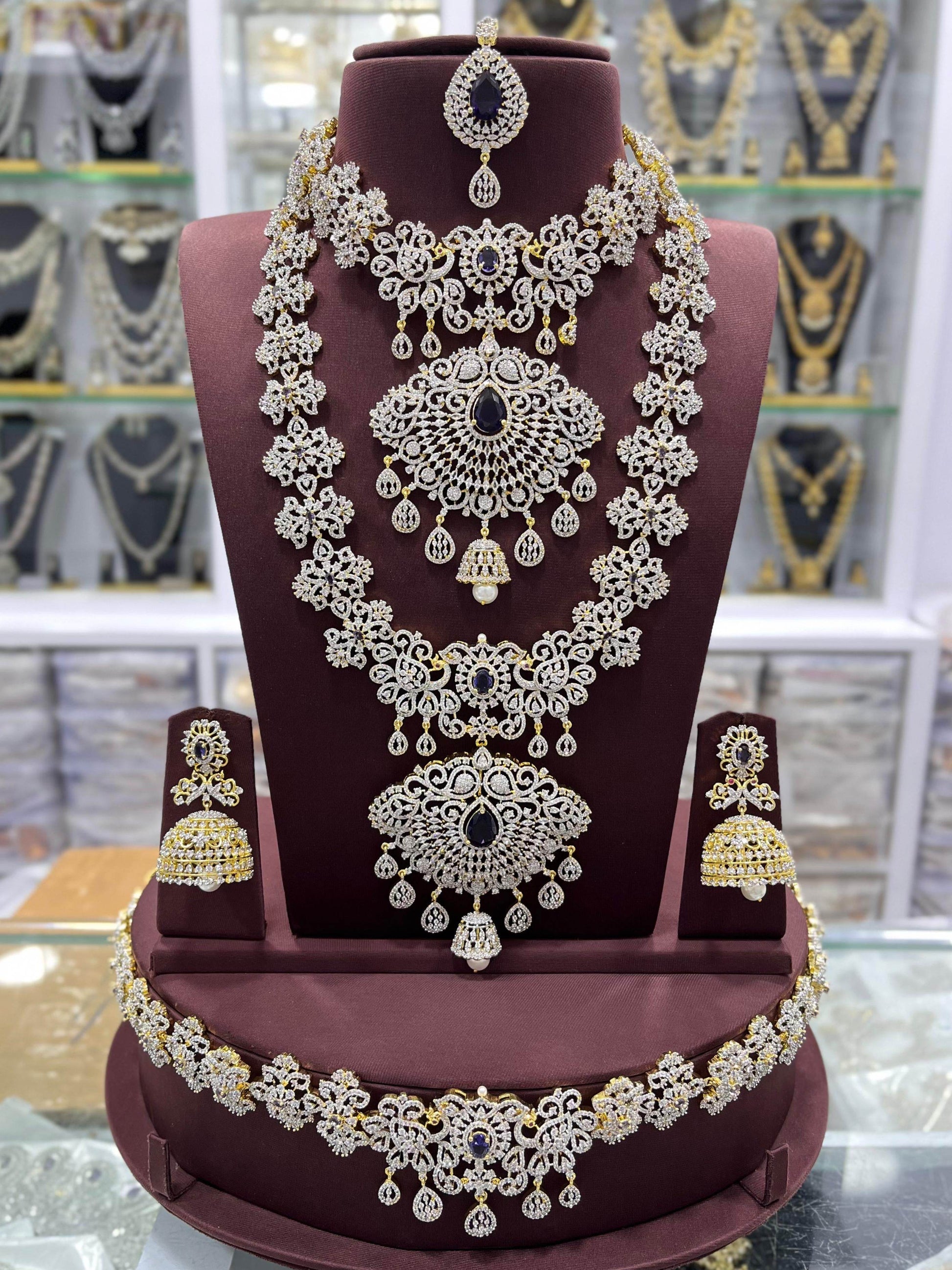American Diamond Stones Bridal Combo Set - Nakshatra Jewels