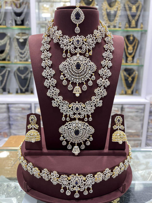 American Diamond Stones Bridal Combo Set - Nakshatra Jewels