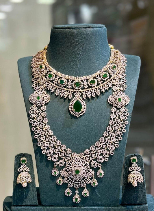 American Diamond Stones Bridal Combo Set - Nakshatra Jewels