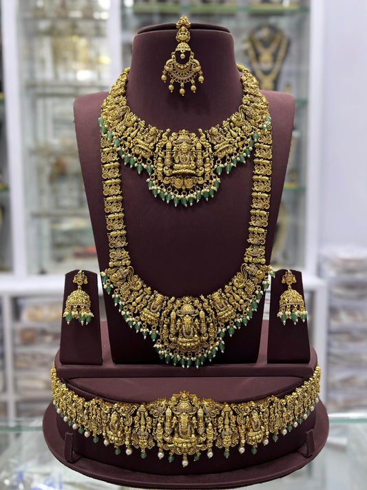 Nakshi Work with AD Stones Bridal Combo Set - Nakshatra Jewels