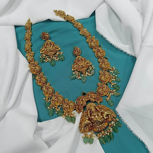Nakshi Work with AD Stones Necklace - Nakshatra Jewels