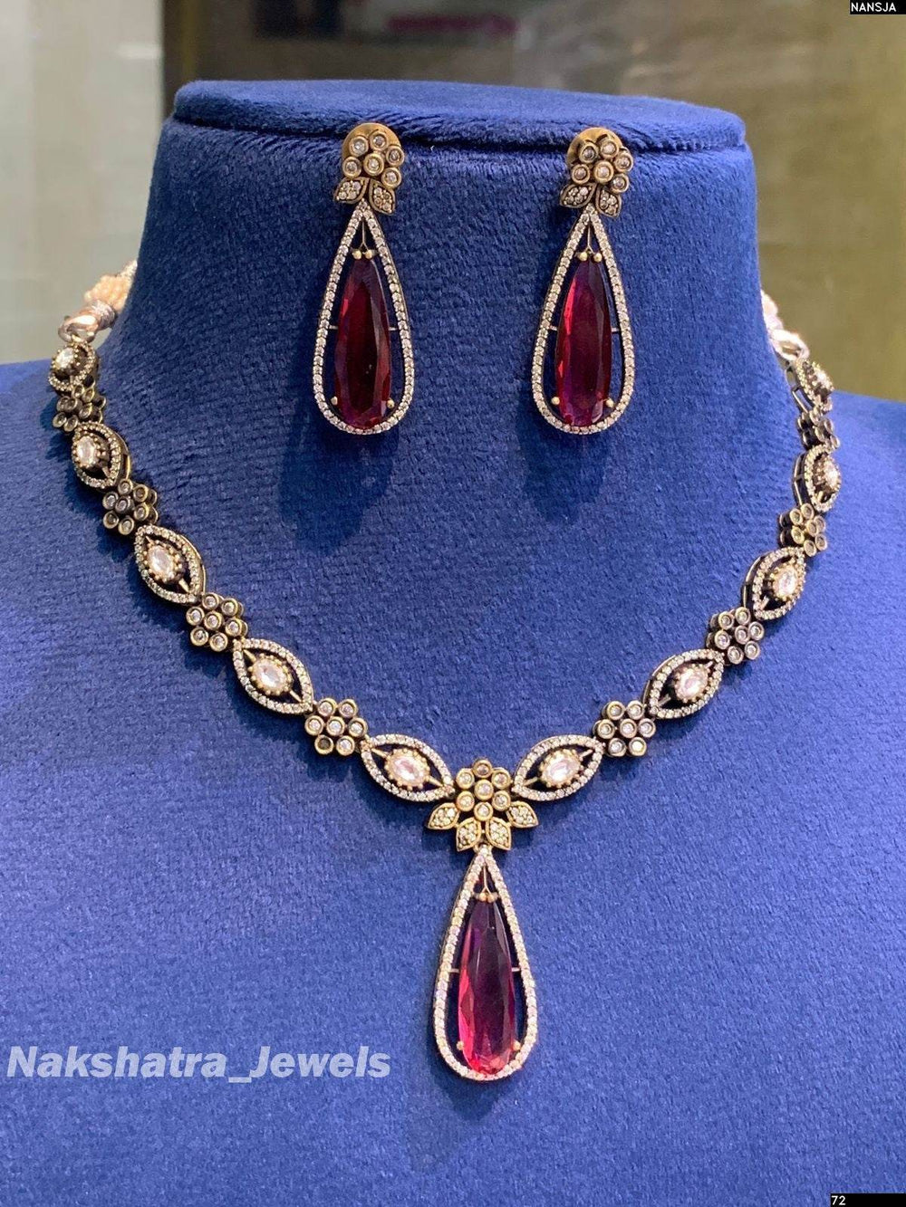 Victorian Polish AD Stones Necklace - Nakshatra Jewels