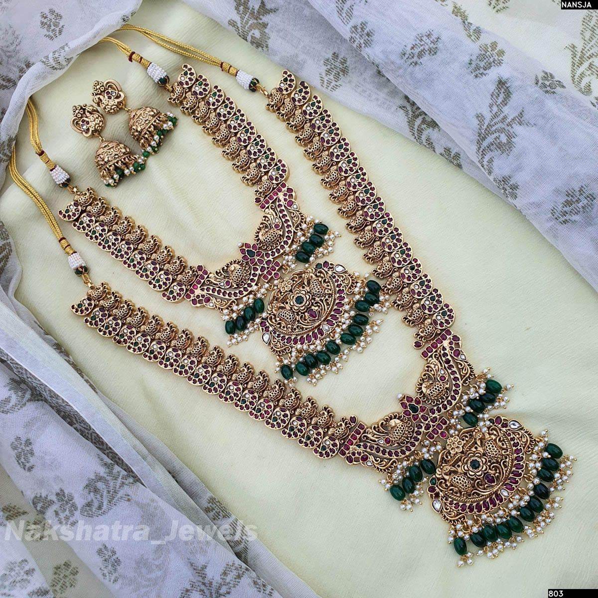 Nagasi Work with Kempu Stones Bridal Combo Set