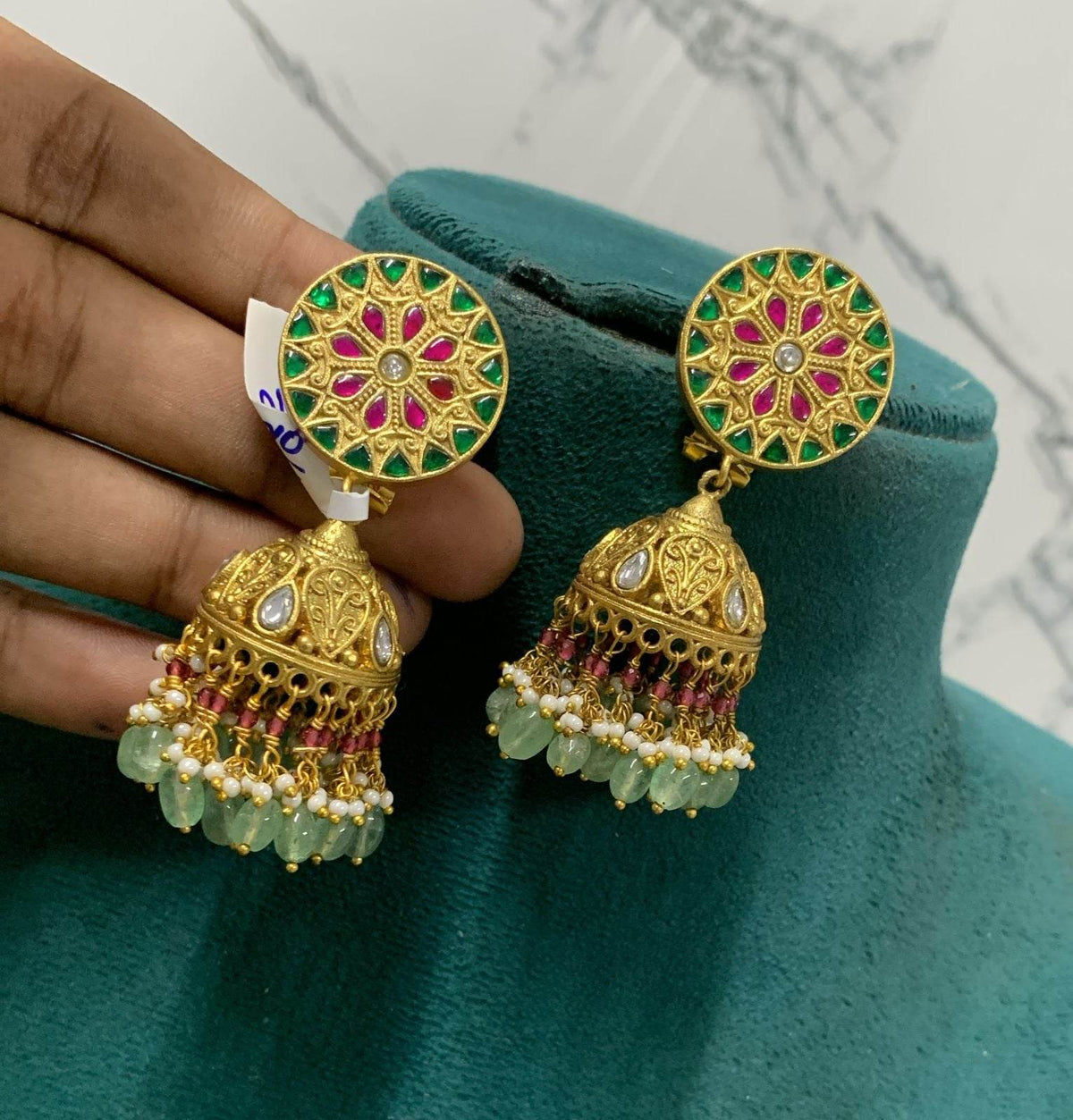 Jaadu Kundan Stones Bridal Earrings