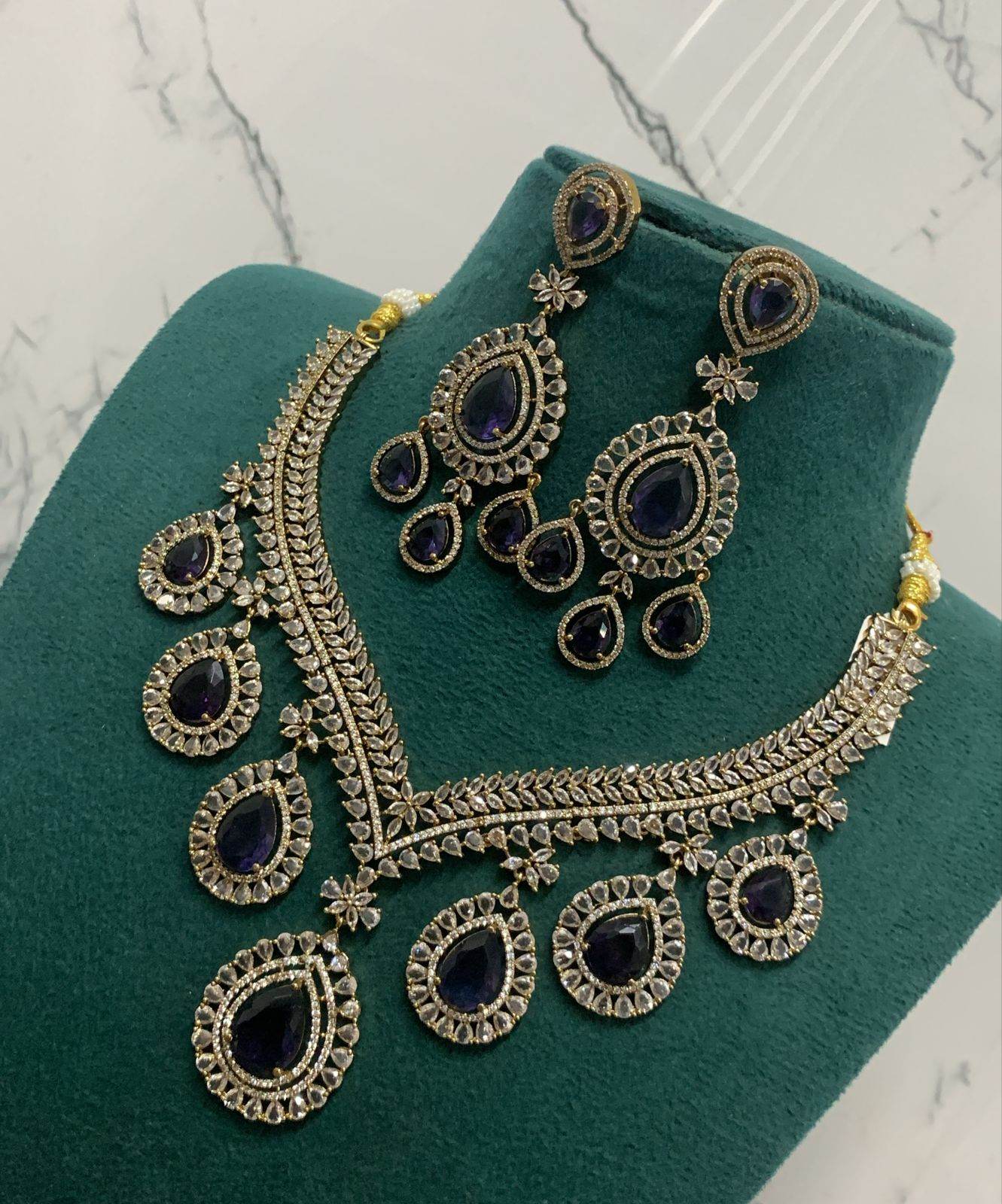 Victorian Polish AD Stones Necklace - Nakshatra Jewels