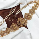 Nagasi Work with Kempu Stones Hip Chain - Nakshatra Jewels