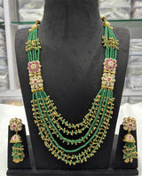 Semi Precious Beads Haram with Kundan Stones - Nakshatra Jewels