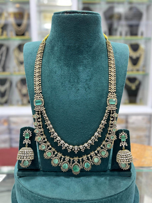 Victorian Polish with AD Stones Haram - Nakshatra Jewels