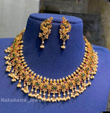 Premium Matt with AD & Kempu Stones Necklace - Nakshatra Jewels