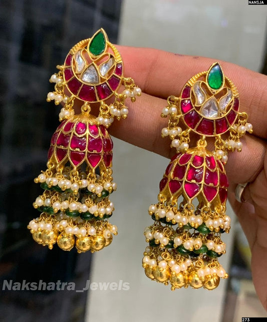 Jaadu Kundan Stones Bridal Earrings