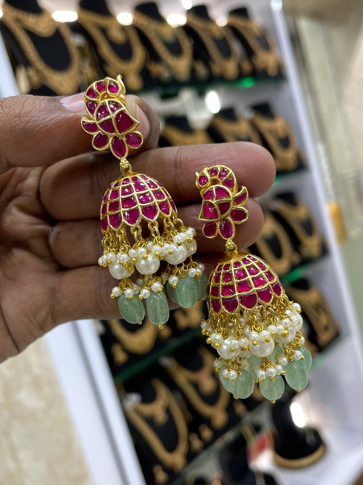 Jaadu Kundan Stones Bridal Earrings