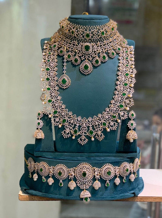 American Diamond Stones Bridal Set - Nakshatra Jewels
