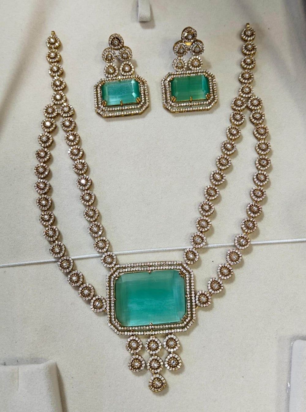 Victorian Polish with AD Stones Bridal Necklace - Nakshatra Jewels