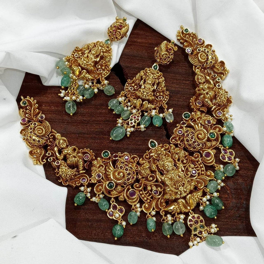 Nakshi work with AD Stones Bridal Necklace - Nakshatra Jewels