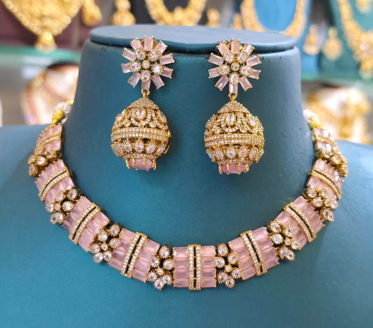 Victorian Polish with AD Stones Necklace - Nakshatra Jewels