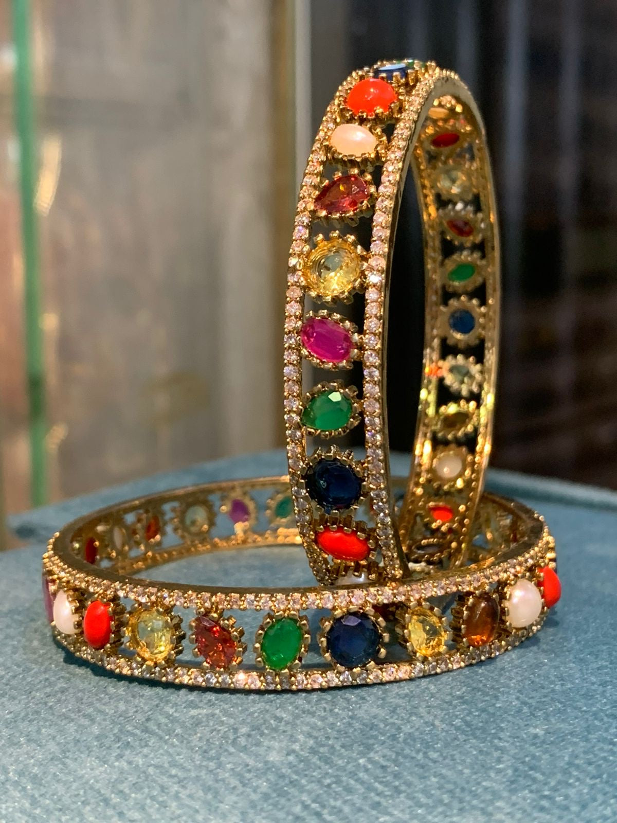 Premium Matt with AD Stone Bangles