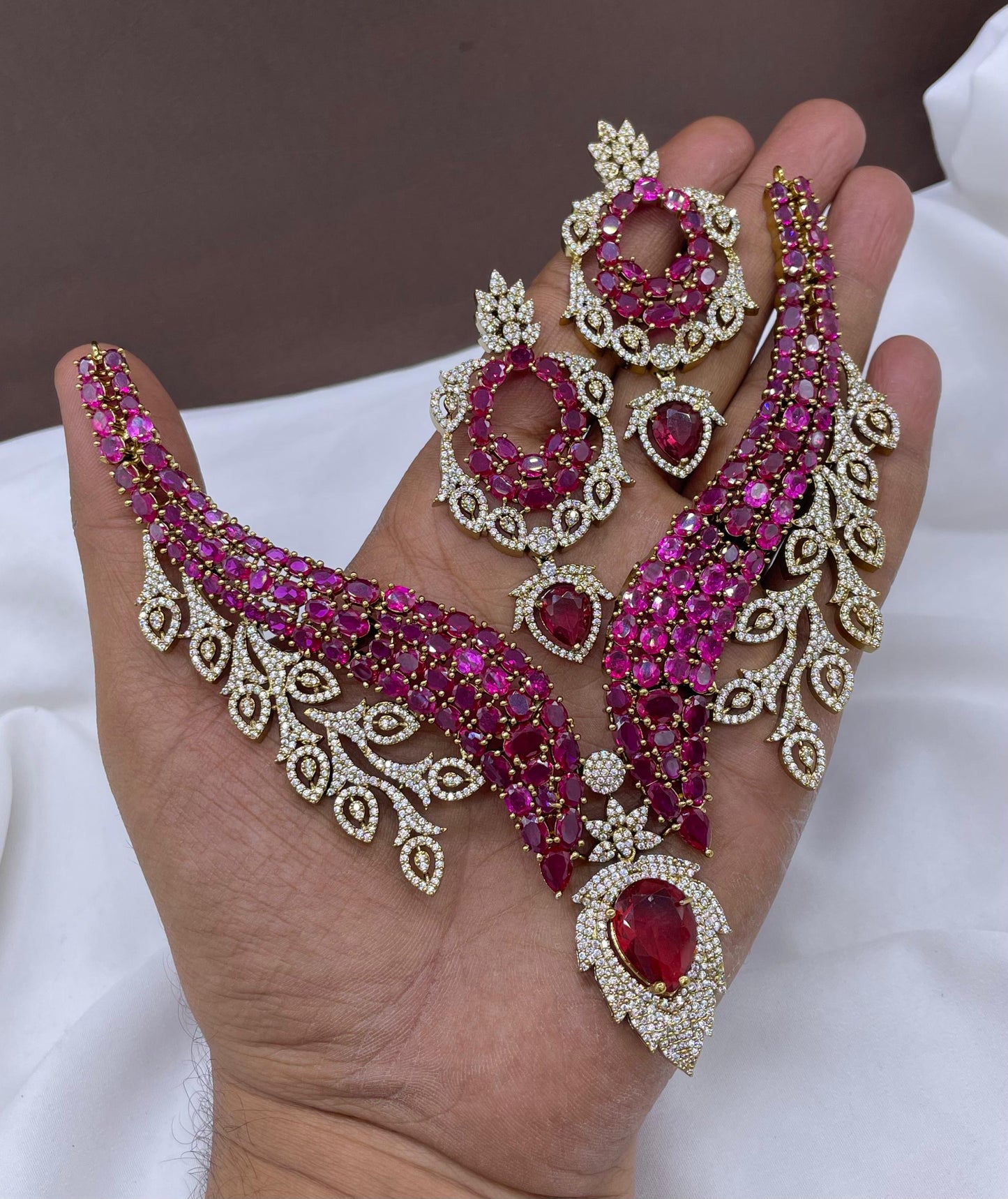 Victorian Polish AD Stones Bridal Neck Set