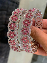 AD Stone Bangles (Silver polish) - Nakshatra Jewels