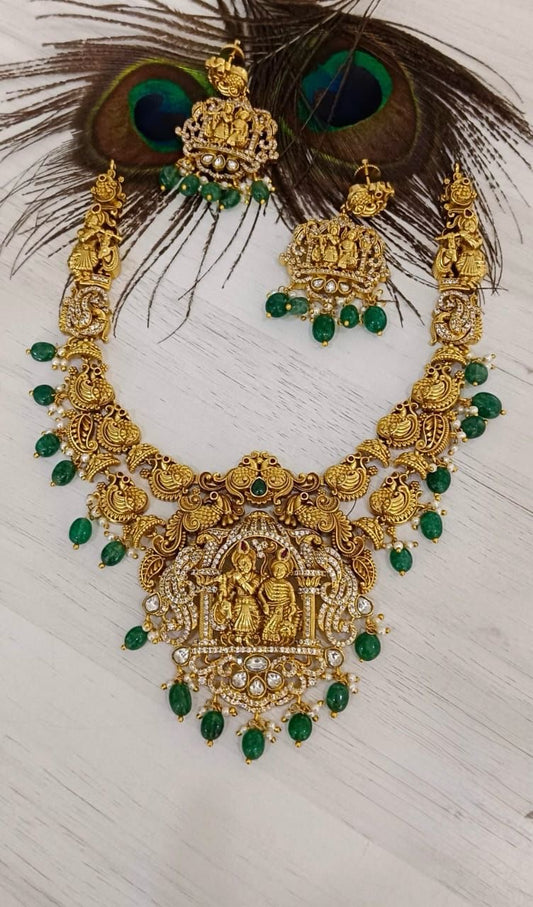 Nakshi Work with AD Stones Bridal Necklace