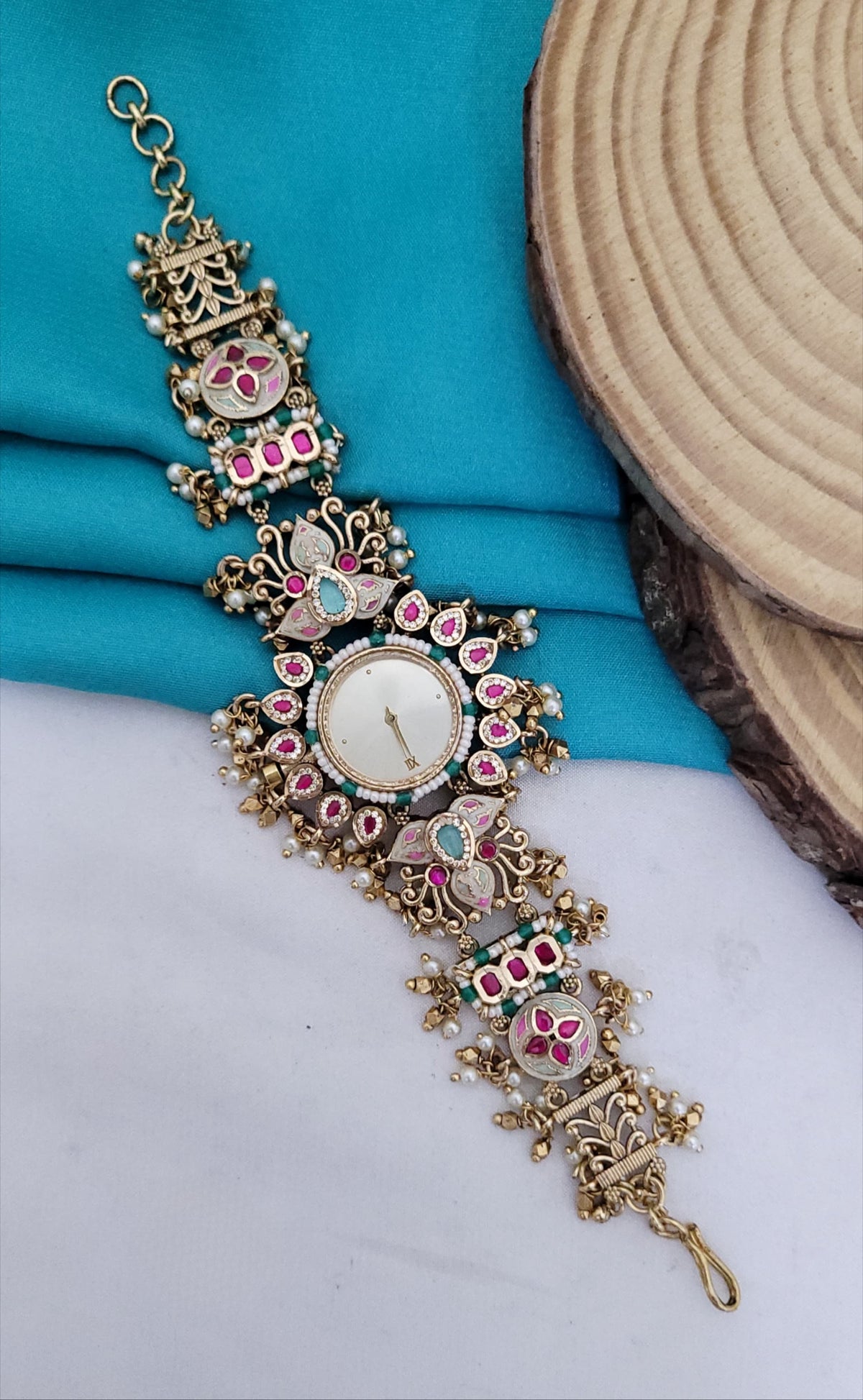 Premium Imitation Jewelry with Kundan Stone Antique Watch