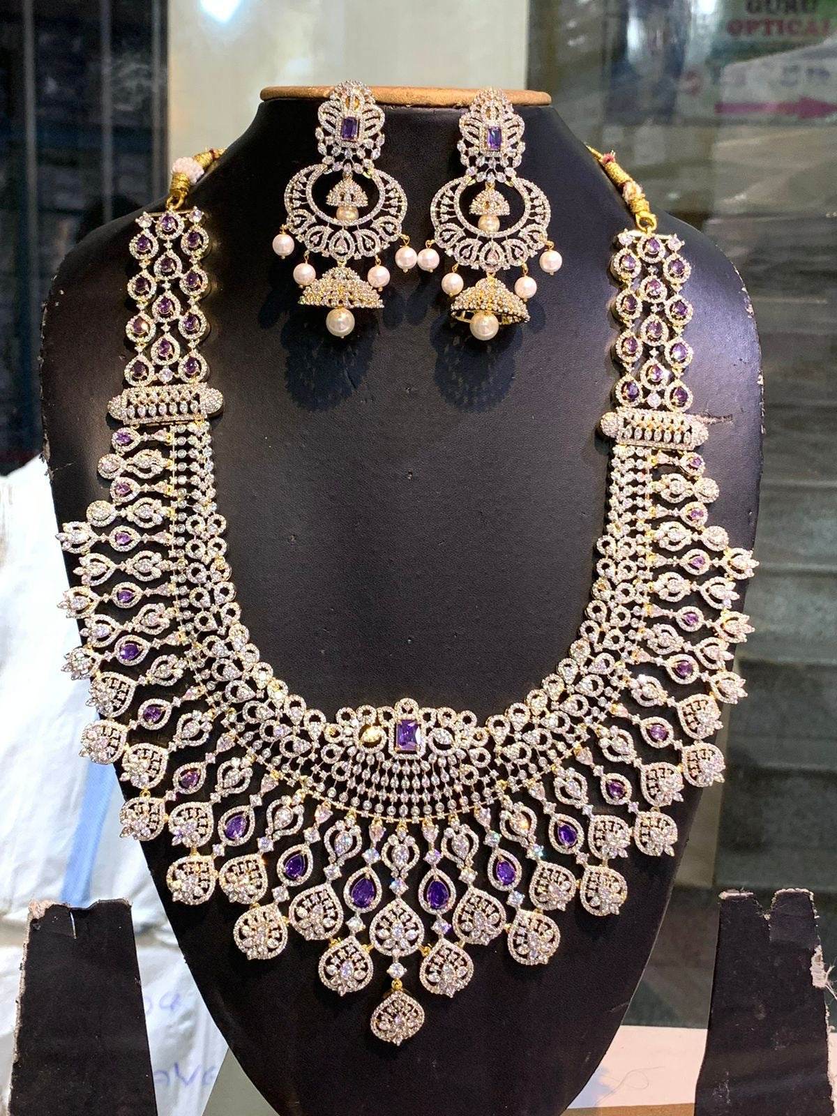 American Diamond Stones Bridal Haram - Nakshatra Jewels