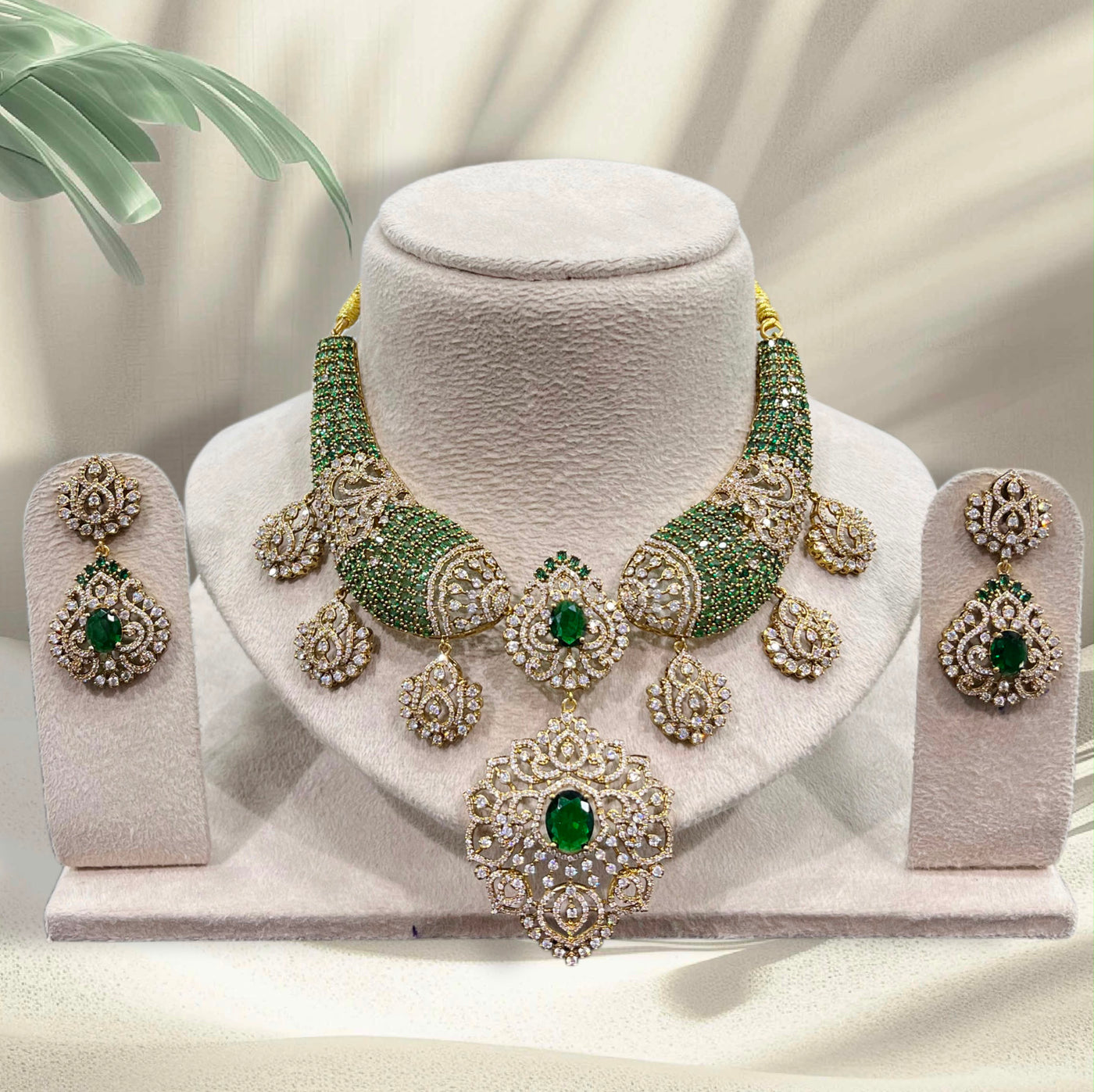 Victorian Polish with AD Stones Bridal Neck Set